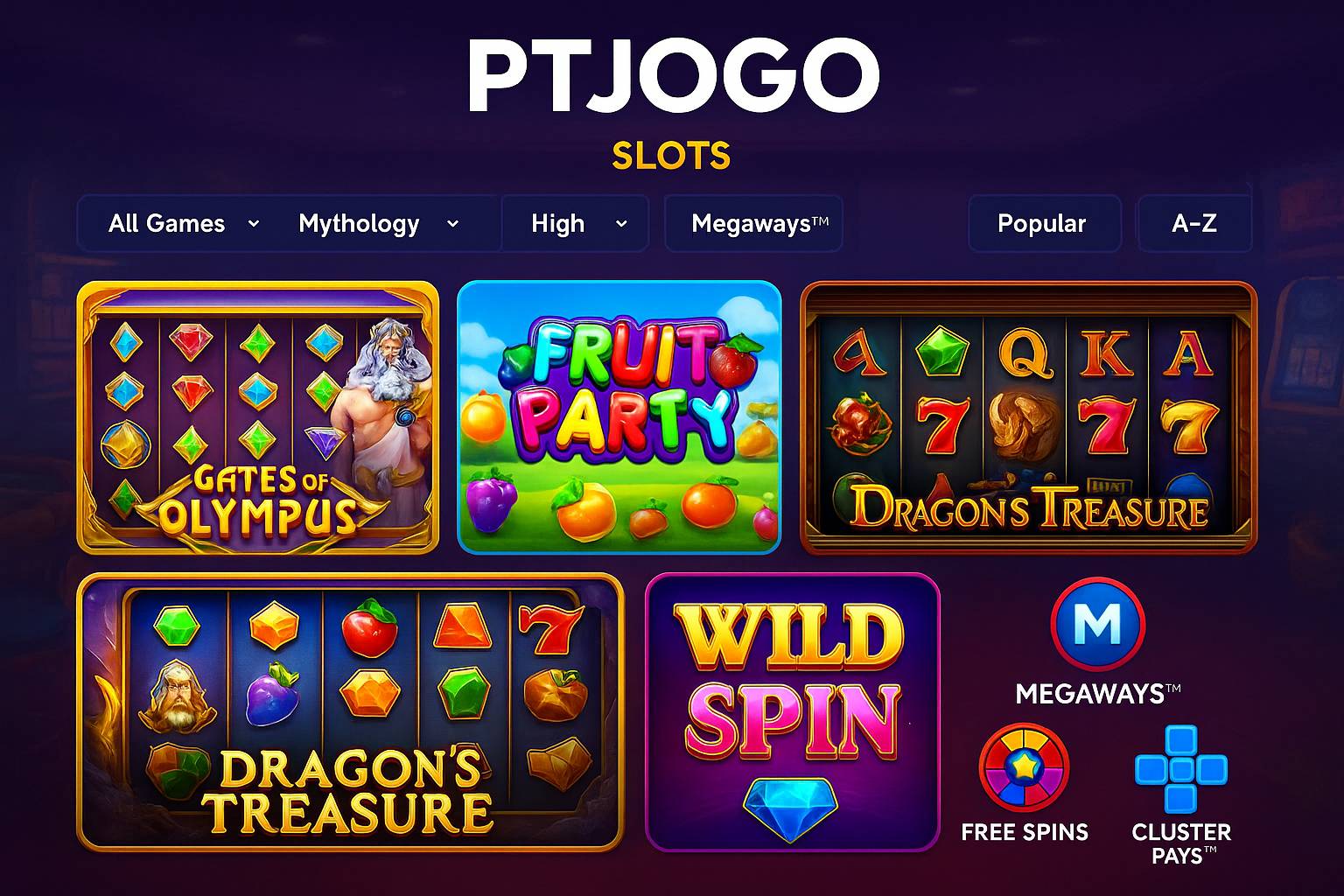 PTJOGO Slots: Fortune Tiger, Sugar Rush e Fortune Dragon